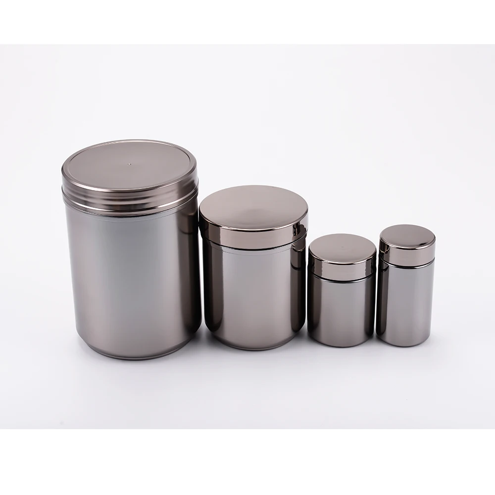 Металлизированная банка RTCO hdpe, протеиновые пластиковые хромированные контейнеры