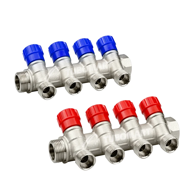 Tubomart High quality 4 way Removable connector Brass Manifolds Brass factory HPB58-3A manifolds with Pex-al-pex