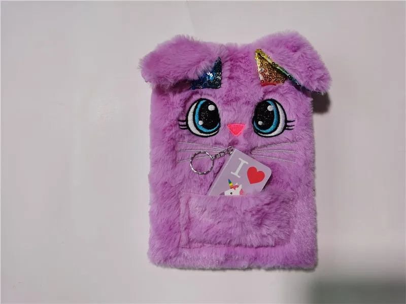 Wholesale Fluffy Plush Notebook A5 A6 Cartoon Stationery Kids Gifts Journal Dairy Book Plush Notebook