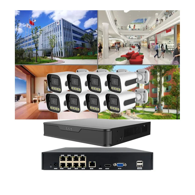 5mp 8ch dual light source POE KITS IP cctv camera system POE Nvr Audio Record Kits