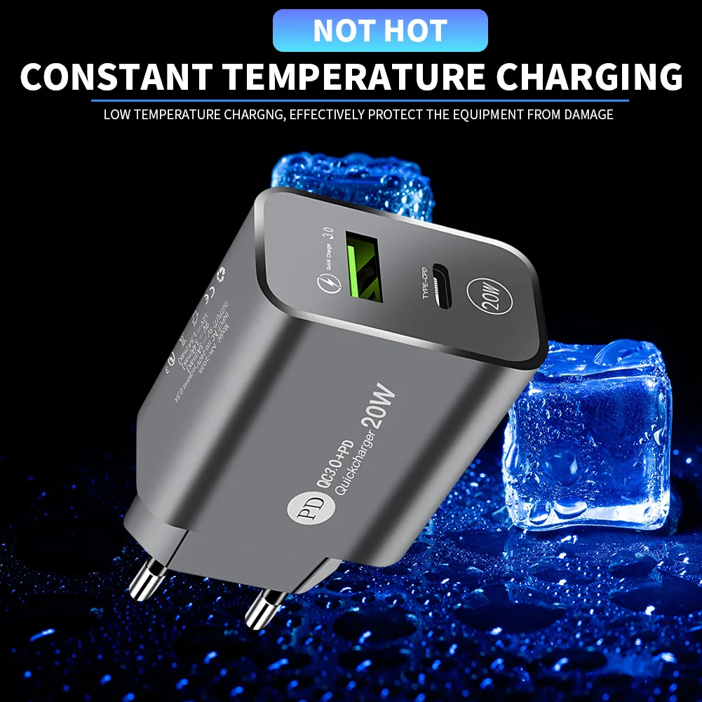 Factory wholesale Custom logo 20W Phone Fast Chargers Type C Wall Charger Adapter UK EU Fast Charging Charger Phone Accessories
