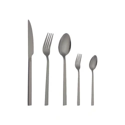 Manufacture Customized Spoon And Fork Set Stainless Steel Portable Travel Flatware Mirror Black Cutlery Set