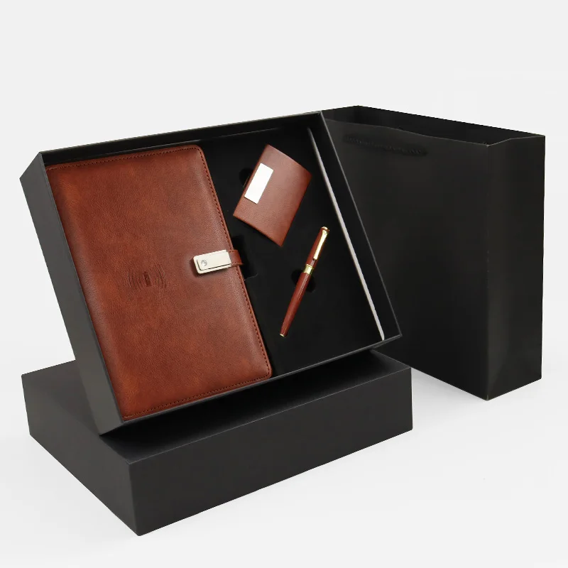 Wholesale Business Gift Power Bank Notebook Name Card Box USB Flash Drive and Pen 4 in 1 Set Souvenir Promotion Present