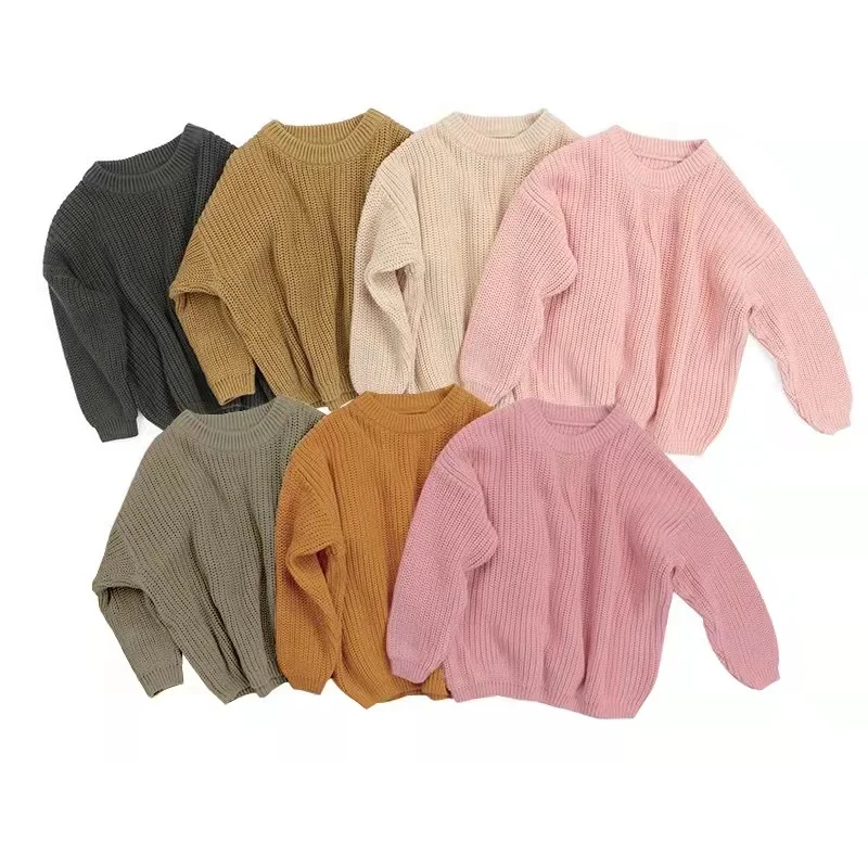 Custom Children Boutique Winter Kids Toddler Girl Oversize Pullover Baby Sweater