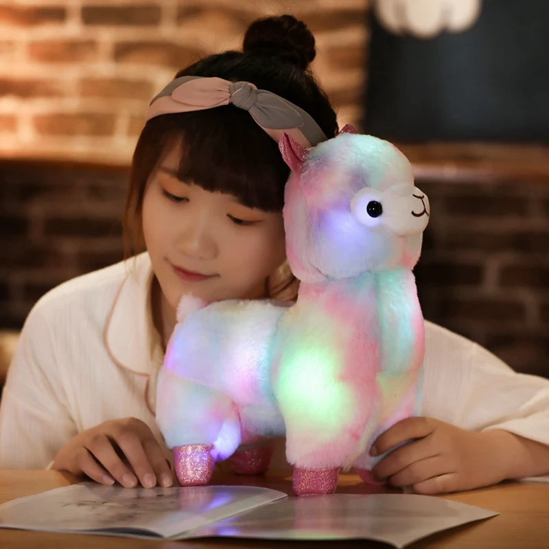 Light Up Giant Alpaca Plush Toy Stuffed Teddy LED Toys Wholesale Musical peluches Llama Animal Dolls peluche Teddy Children Gift