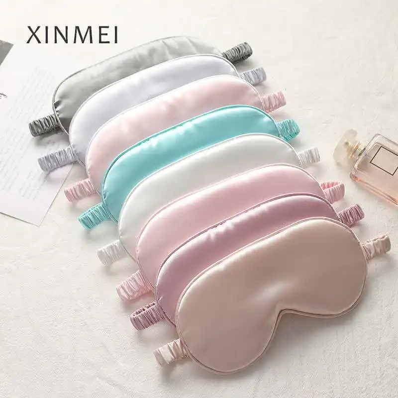 
Satin Silk Sleep Eye Mask Blindfold Soft Eye Cover Eyeshade with Elastic Adjustable Strap and Pouch 