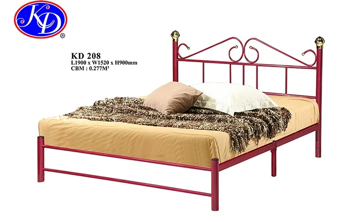 Premium Metal Platform Bed Frame with Headboard KD-208 6 Legs Stable Twin/Queen Size Iron Bed for Bedroom or School Home Use