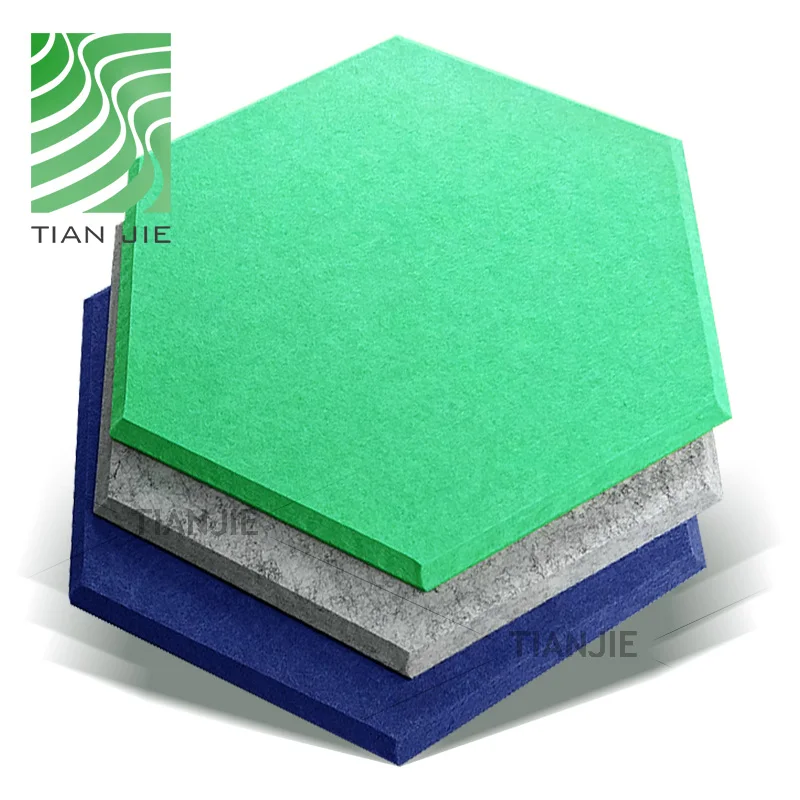 Hexagon pet decorated acoustic panel sound absorption