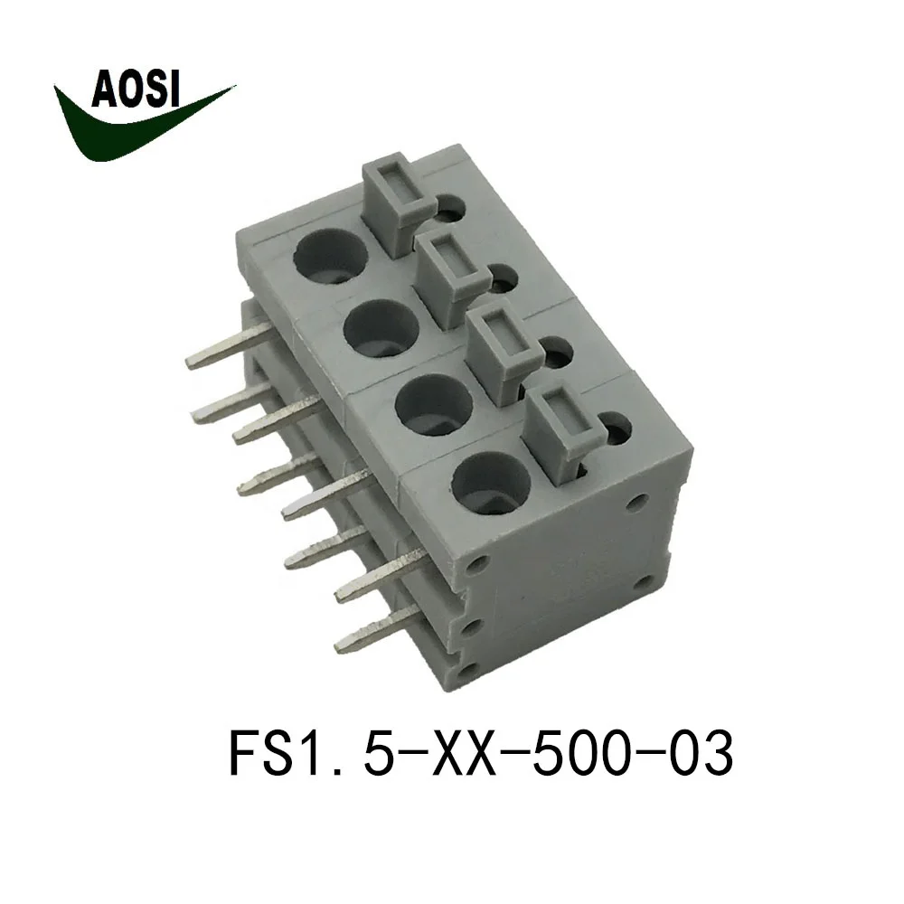  AOSI pcb пружинная Клеммная колодка FS1.5-XX-500-PCB 5 0 мм 300 В 10A Безвинтовой нажимной провод соединитель