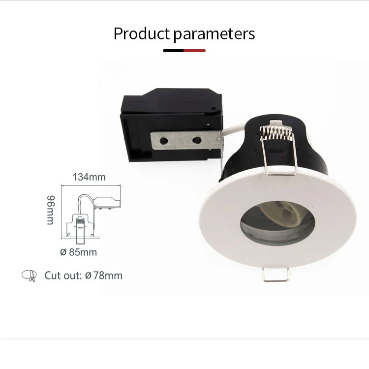 Gu10 Fire Rated Downlight Aluminum Ip65 Water Proof Recessed Gu10 Spot Light 50W Max White Led Downlight