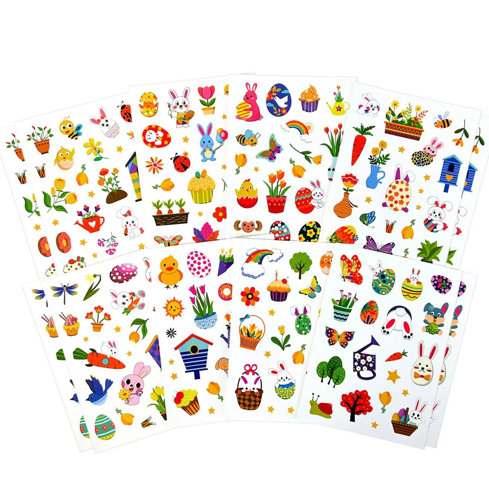 Wholesale Happy Easter Cartoon Stickers Waterproof Easter Rabbit Decorative Stickers For Decoration