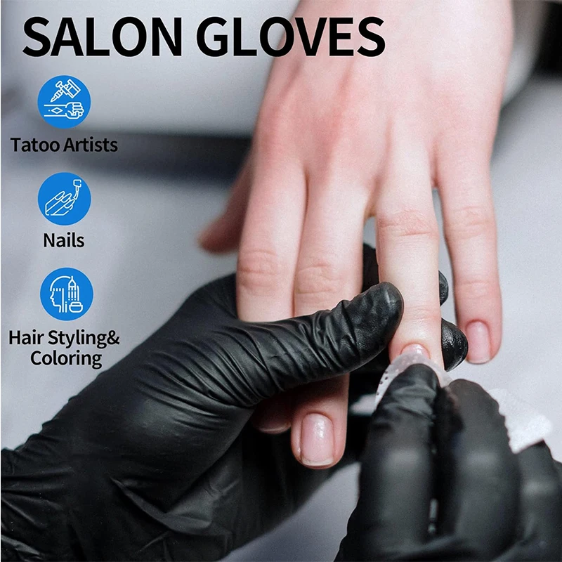 Medical Grade Non-Sterile Black Disposable Textured Nitrile Exam Gloves Powder Free Latex Free