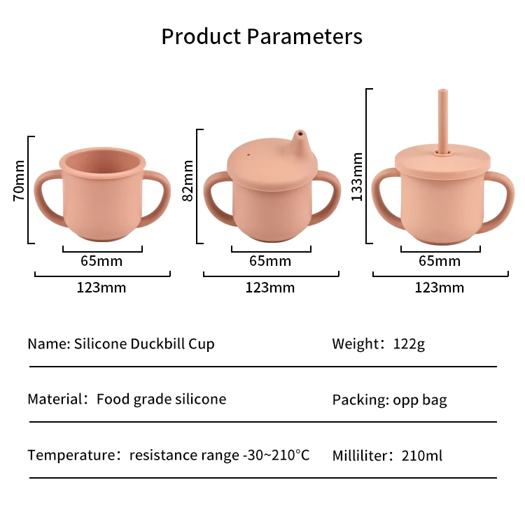 Custom Logo Food Grade Silicone Toddler Cup Bottle Warmer Kid Training Drinking Water Snack Sippy Cup Straw Lids Babies