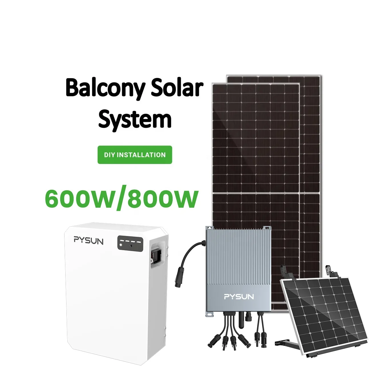 PYSUN Micro ESS Germany Balcony Solar Power System 600 Watt 800 Watt Small On grid Solar Balcony Power System Plants