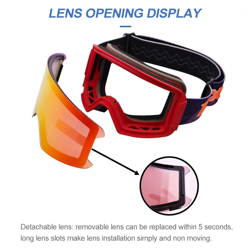 DEX Ski Goggles Manufacturer OEM Custom removable lens Anti-Fog Googles Snowboard Glasses Ski Snow Goggles