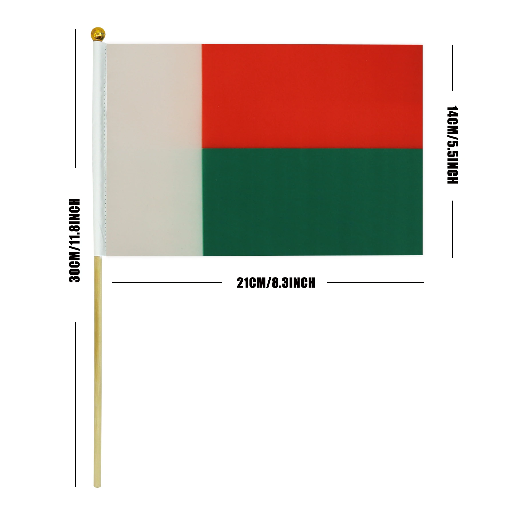 Wholesale High Quality Mini Hand Held Flag Madagascar Hand Waving Flag With Wooden Pole