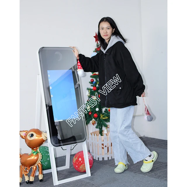 40 inches LED light frame new foldable Portable Mirror Selfie smart Touch mirror photo booth affordable magic mirror photo booth