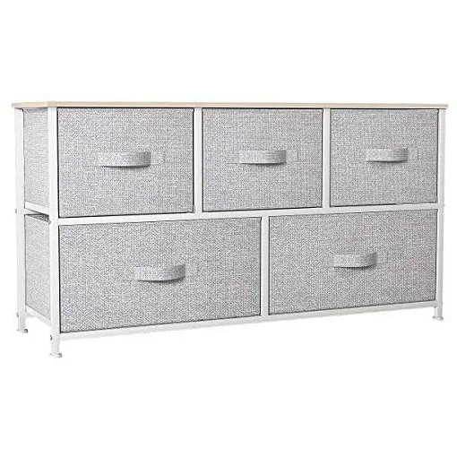 Fabric metal frame light gray clothes cabinet for living room
