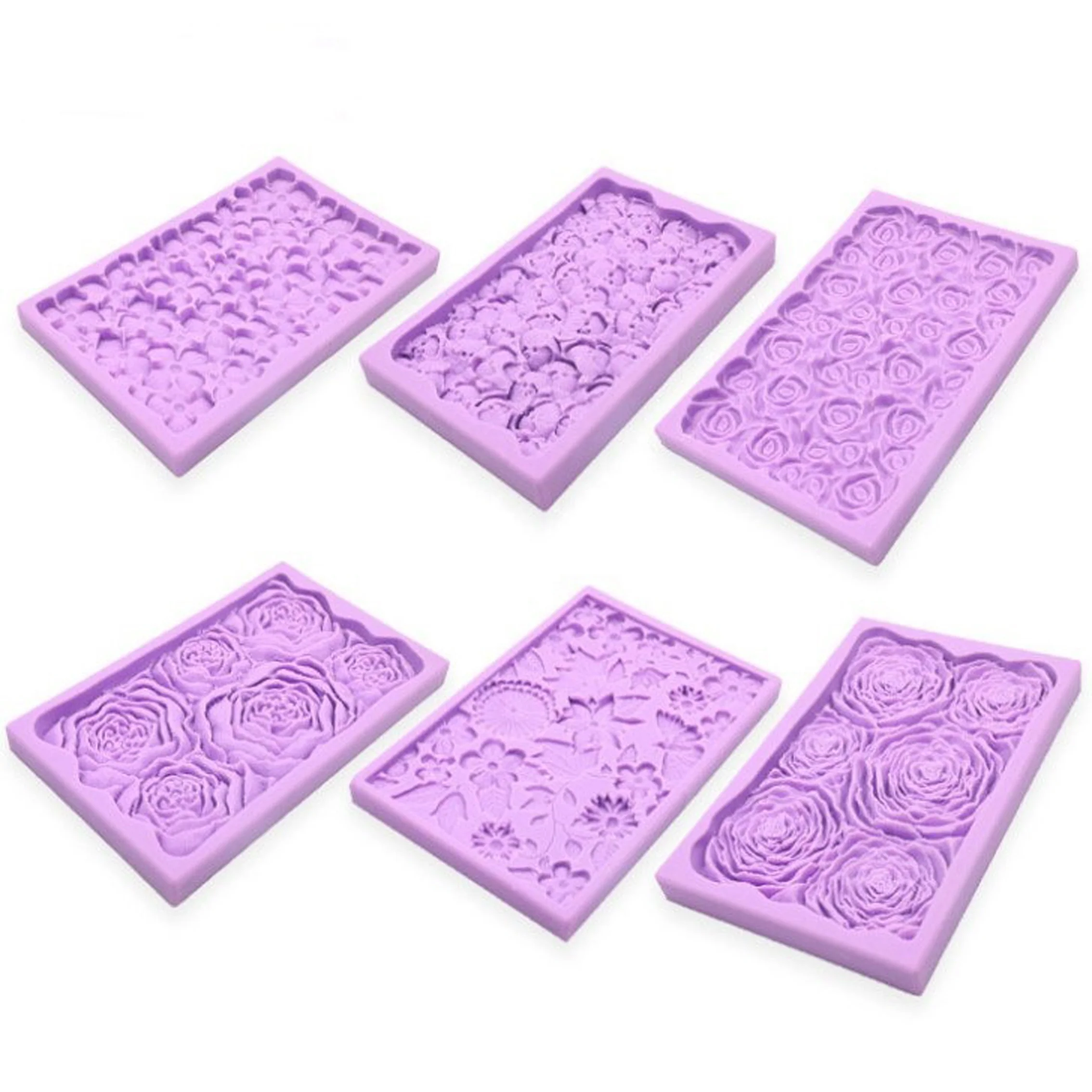 Hot Selling Four leaf Hydrangea Fondant  Rose Flower Shape Silicone Mold Cake Decorating Chocolate Baking Mold