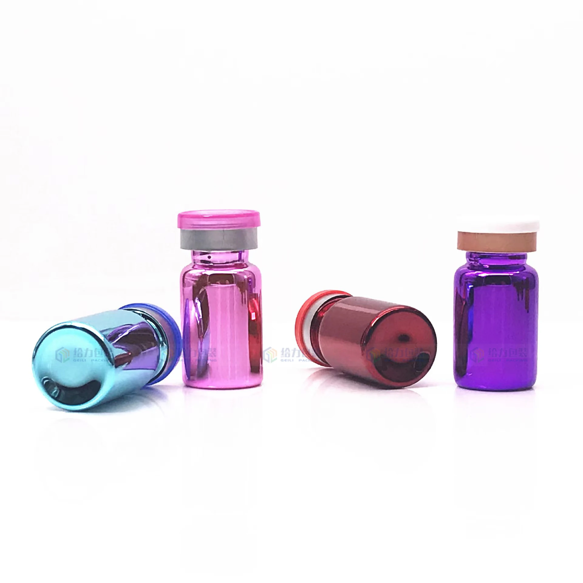 High Quality Pharmaceutical Vial Bottle Custom Blue Amber Empty Tritium 2ml 3ml 5m10ml Small Glass Vials with Rubber Cap