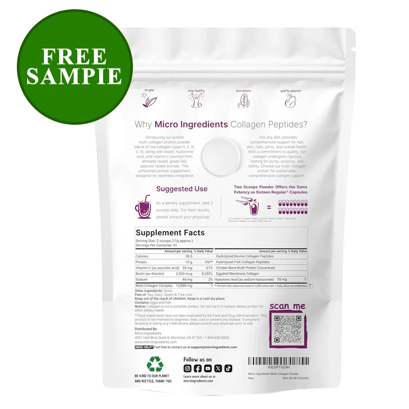 OEM/ODM Free Sample  Collagen Powder Hydrolyzed peptide natural dietary supplement Collagen peptide powder