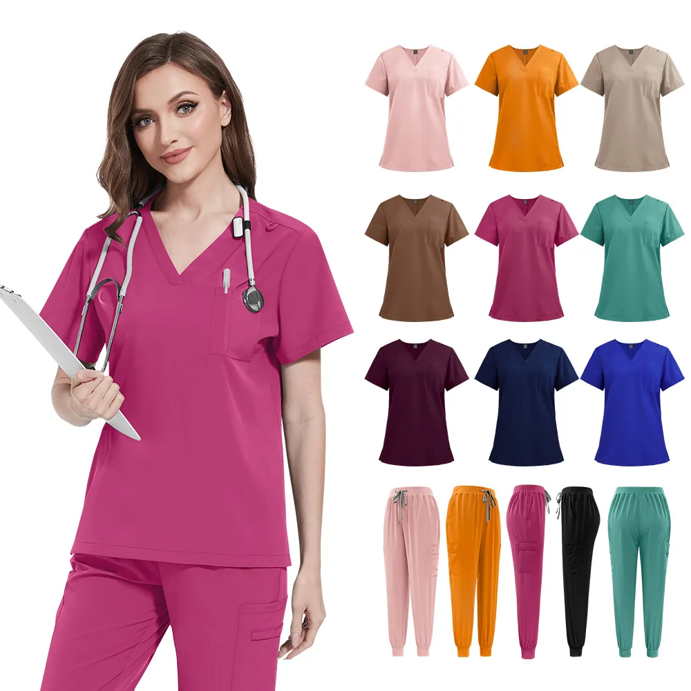 Hot sell elastic quick dry custom logo hospital uniforms scrubs medical work wear spa nurse uniform unisex scrub suit