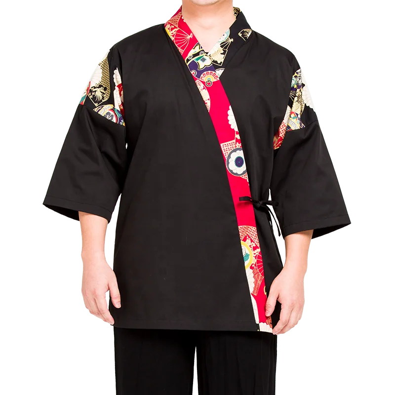 Sushi Chef Uniform 3/4 Long Sleeve Hotel Japanese Restaurant Kitchen Chef Coat