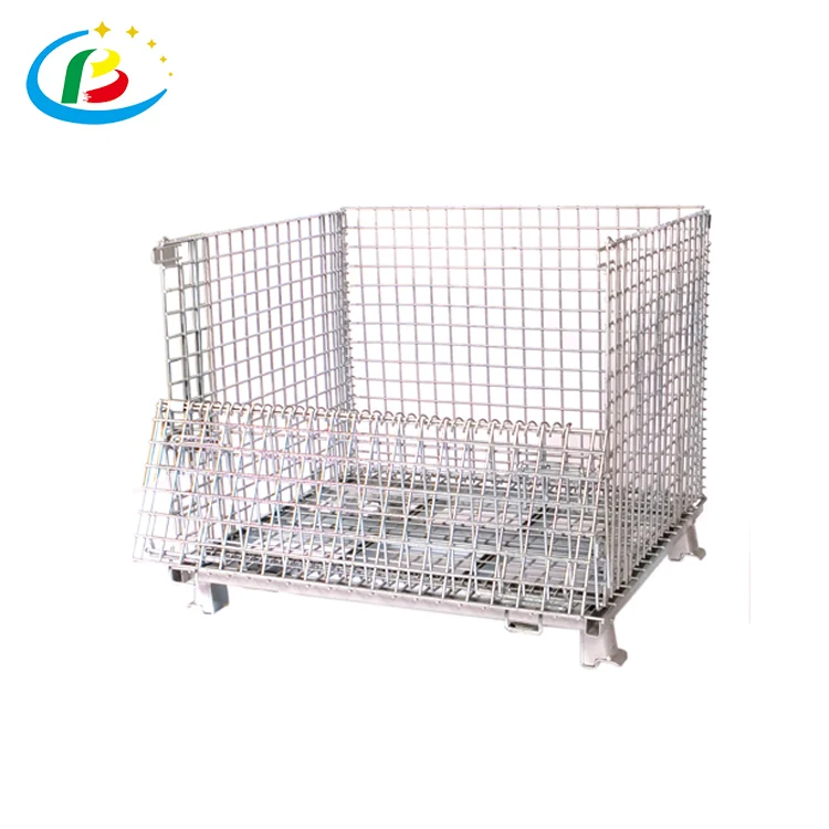 Складные металлические корзины, проволочная сетка, складная стальная коробка, клетка для обработки материалов, безопасная металлическая корзина