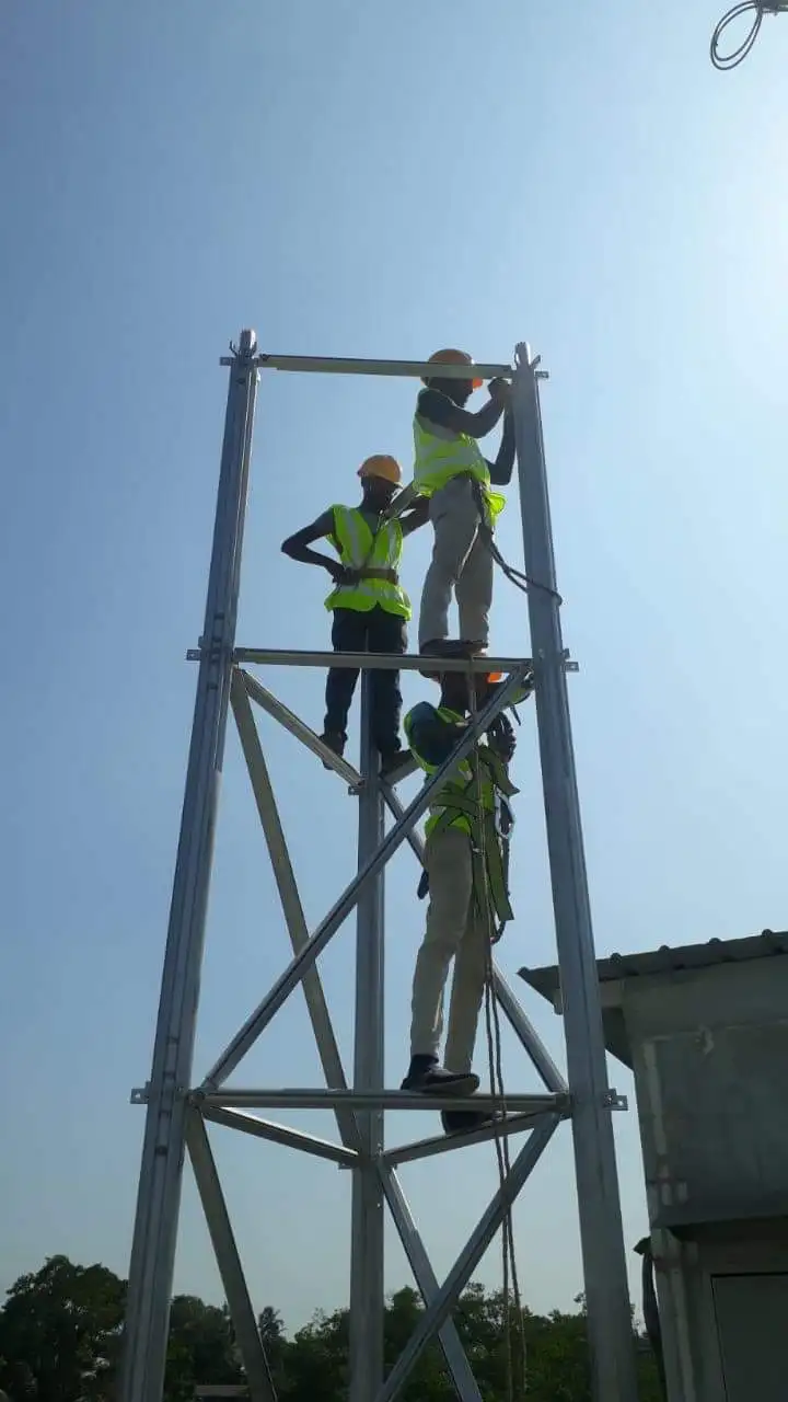 28-50M 3 leg galvanized steel lattice tube Radio Tower 4g wireless bts gsm tv antenna signal telecommunication tower