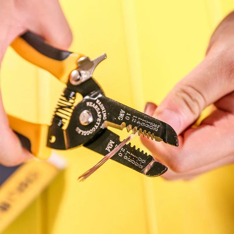 Special tools for electricians: multifunctional pliers, wiring pliers, universal wire and cable scissors, wire pressing pliers.