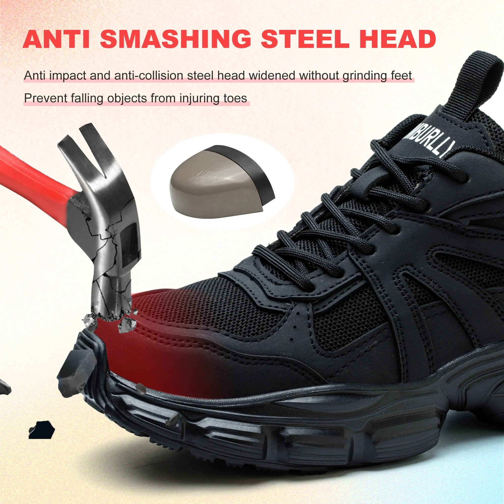 breathable light weight safety shoes steel toe for men work shoe mens safety boots for workers