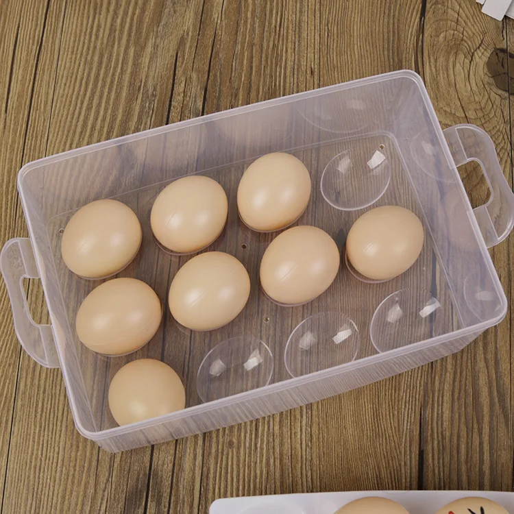 Portable 24-grid plastic transparent egg box anti-collision storage box refrigerator storage preservation egg tray container