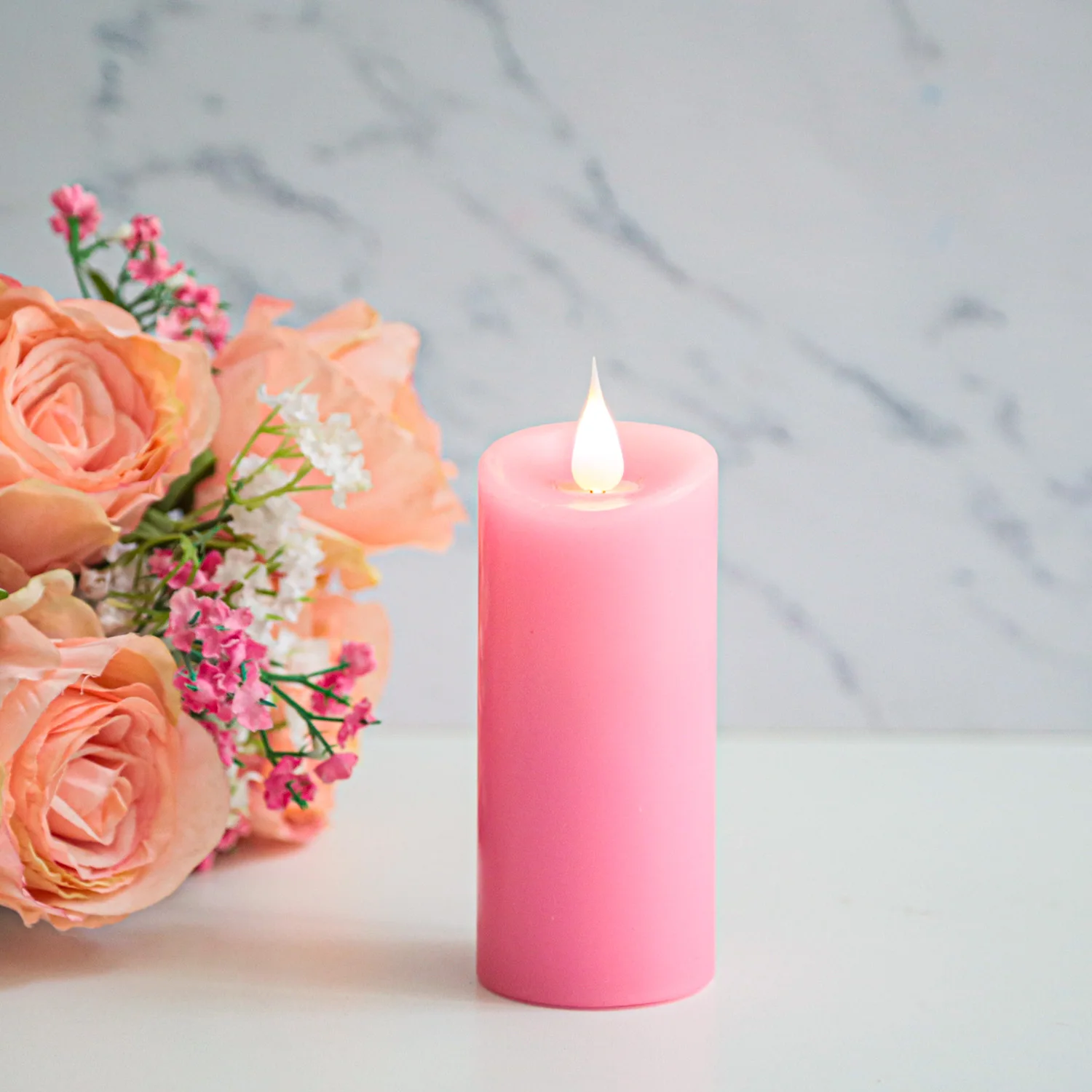 Patent Flame 360 Degree Shake Realistic Battery Operated Flameless Wax 3d Real Flame Pilla Rcandle Light Led