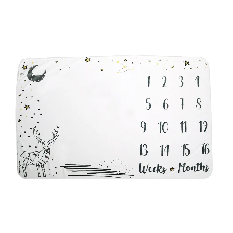 Custom Flannel/Cotton Muslin Baby Newborn Month Blanket Personalized Baby Monthly Milestone Blankets