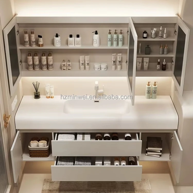 Professional manufacture Floating wall 1 Sink hanging 2 doors 2 drawers bath furniture Bathroom Vanity Cabinet