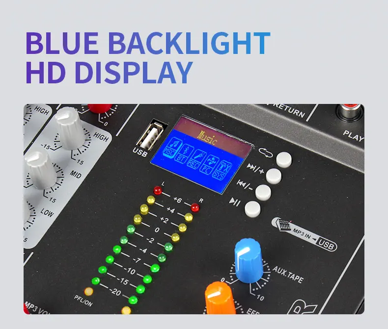 Vietnam Hot Selling factory wholesale bluetooth Console 6 Channel Audio Mixer with USB and Monitoring Function