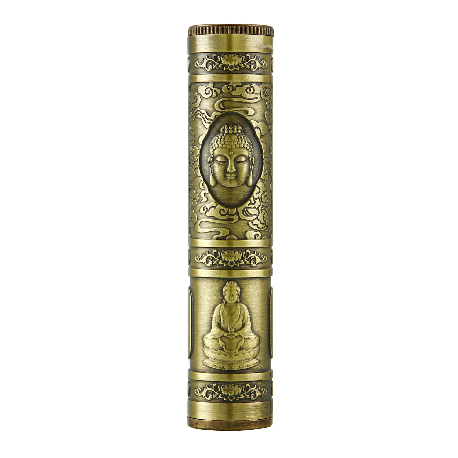 Portable Airtight Waterproof Metal Cigarette Case with Embossed Buddha Dragon Skull Storage Travel Collection Figurine Type