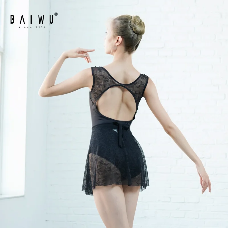 119141025  Baiwu Dance Leotards Sleeveless Lace Fashion Ballet Leotards Girls