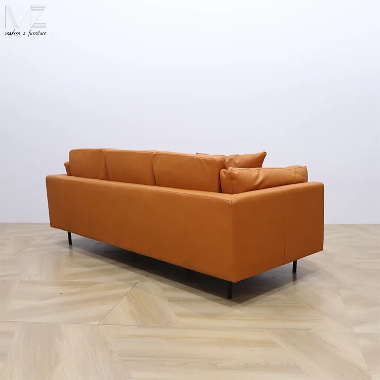 Retro Italian Design Vintage European Modern Living Room Furniture Brown Genuine Corner Tan Leather Sectional Sofas Couches