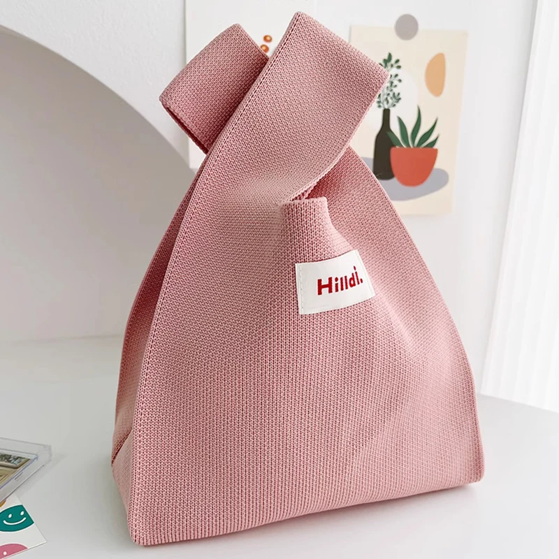 Japan Korea Style New Brand Design Crochet Handbag Fashion Ladies Red Travel Shopping Bag Knitted Tote Bag for Women