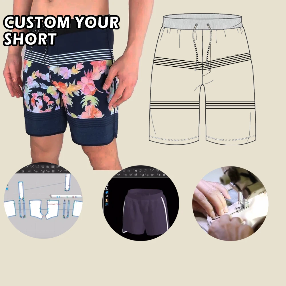 OEM 2024 Men Boardshorts Surf Printed Custom Logo Board Shorts&Swim Trunks Surfing Beach Manufacturer Summer Customized For Men