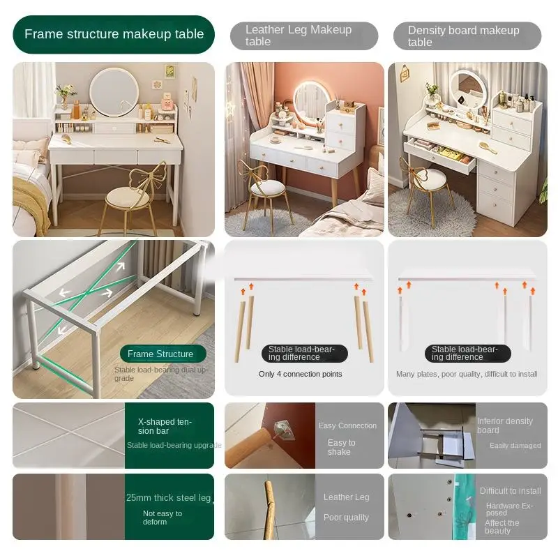 China Supplier New Brand Dresser With Mirror Makeup Dressing Table 360 Degree Rotatable Removable Vanity Mirror