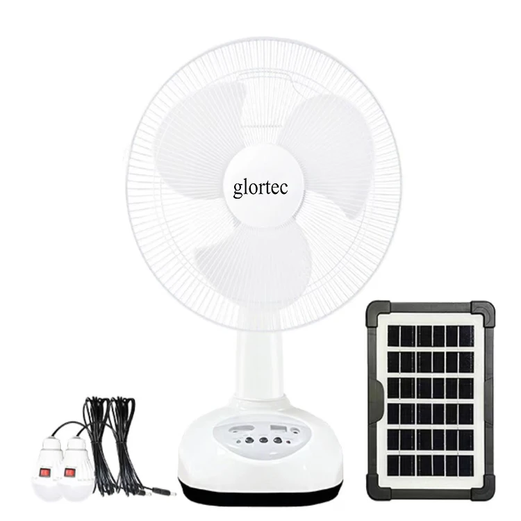12-Inch Solar & Electric Rechargeable Air Cooler Fan Battery-Powered Air Circulation Fan for Indoor-Outdoor Use for Cars