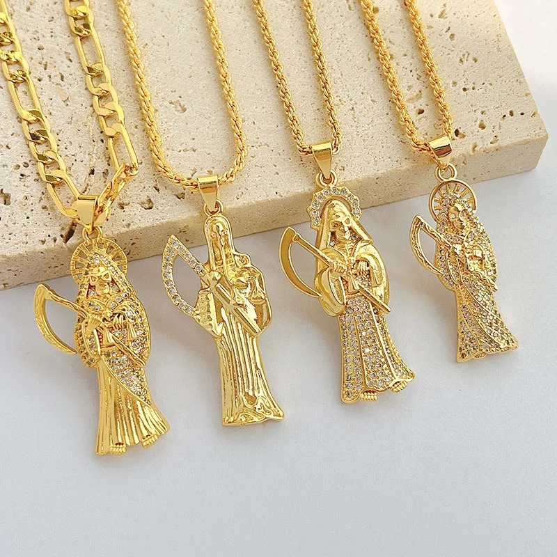 Factory Women Jewelry 18K Gold Plated Virgin Necklaces Micro  Zircon  Mary Pendant Necklaces