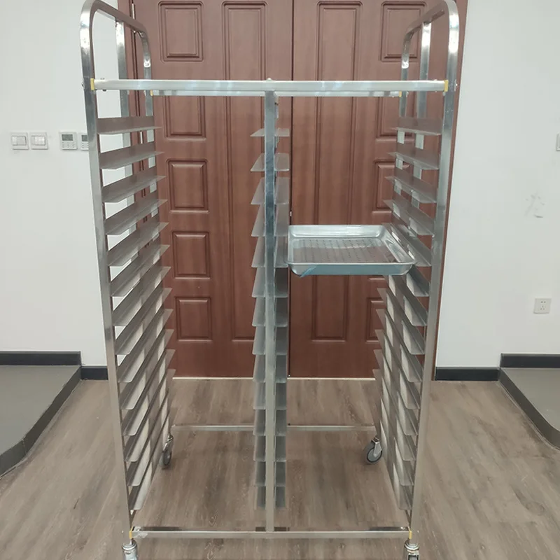 Commercial Kitchen Equipment 201/304 Stainless Steel  Bread Cooking trolley Backering tray Bakery Bread Rack with 20 pans