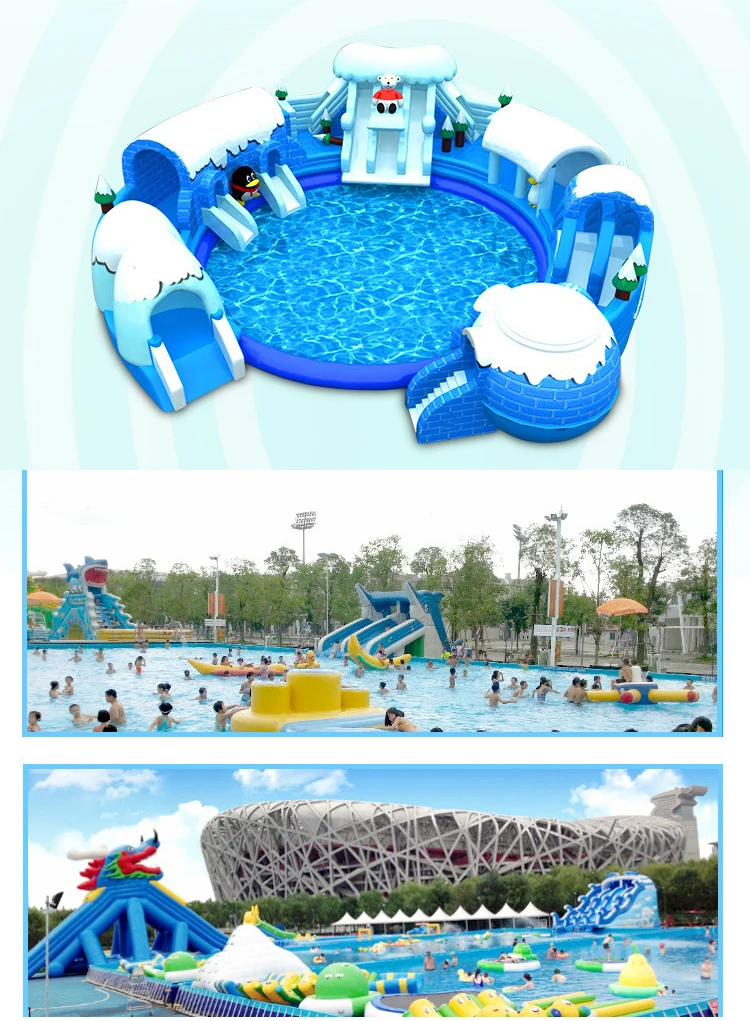 Firstents big inflatables water park blue aqua park commercial new floating water park for sale