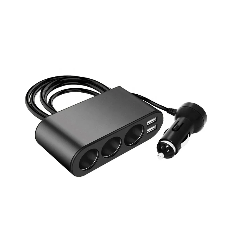 
3 Way Auto Sockets Metal 5V 3.1A 2 Ports USB Car Charger Cigarette Lighter Socket Splitter 