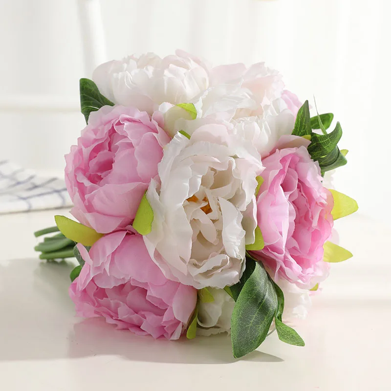 Western rose European core 3 peony artificial flower manufacturers home decoration wedding wall Bride holding flowers