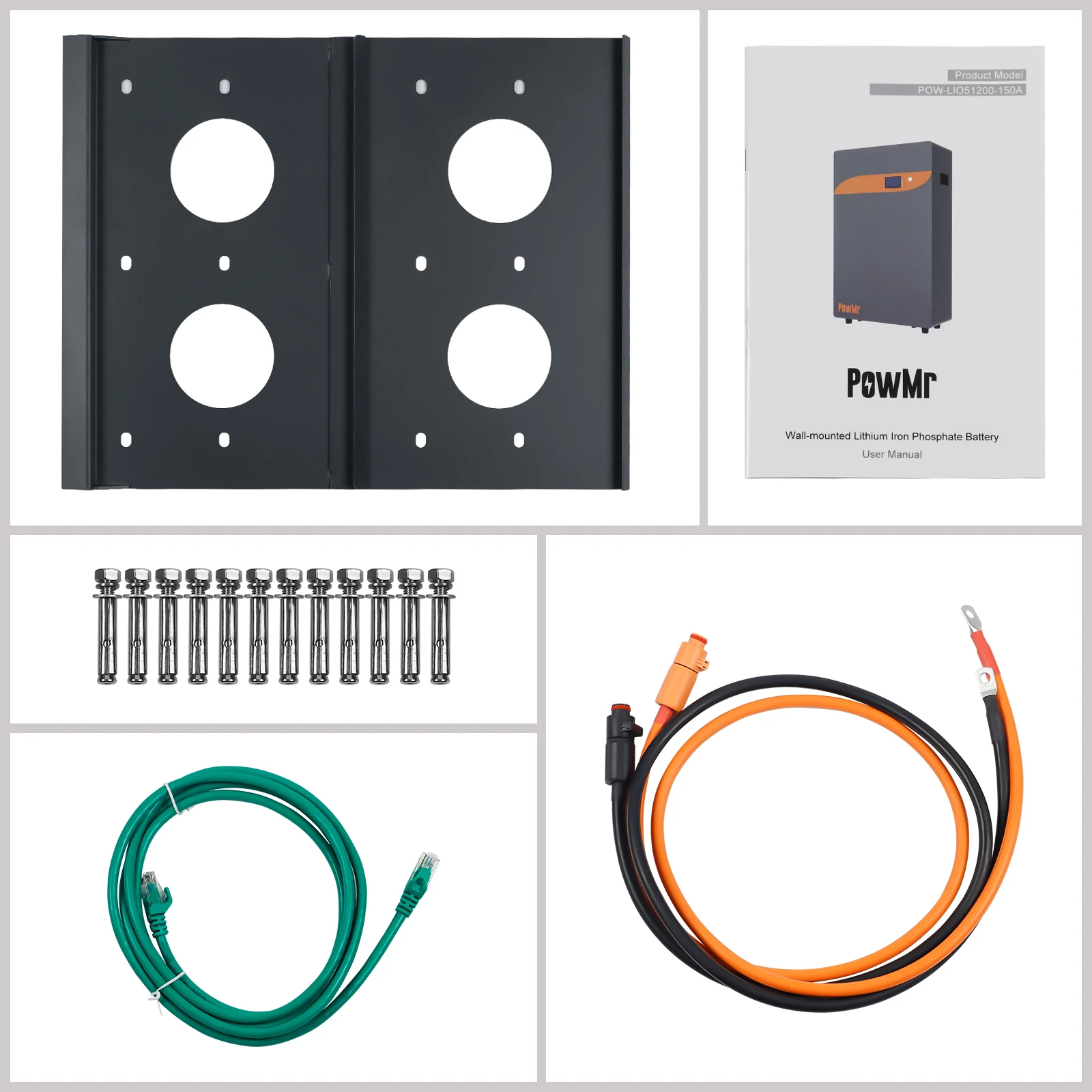 PowMr Wall mounted 51.2V 200Ah LiFePO4 Battery 10KWh Rechargeable Household Energy Storage Lithium ion Battery