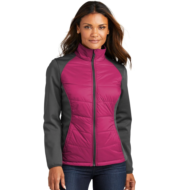 High Quality Lightweight Thin Thinsulation Women Soft shell Contrast Stretch Hybrid Padded Jacket